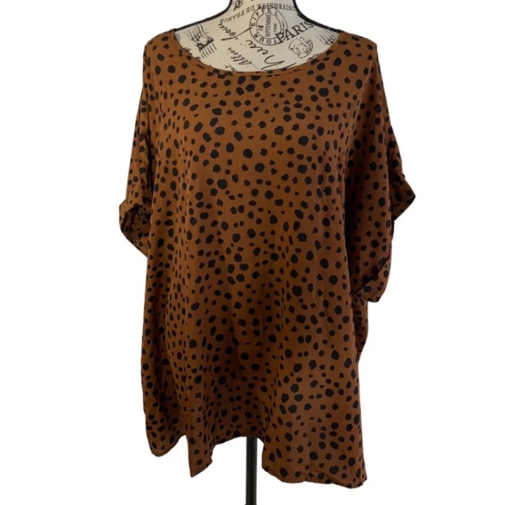 Emery rose leopard Print Blouse and Womens plus size 5X